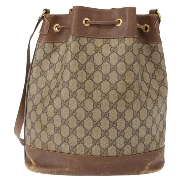 GUCCI GG Supreme Web Sherry Line Bag PVC Beige Gold - Picture 3 of 15